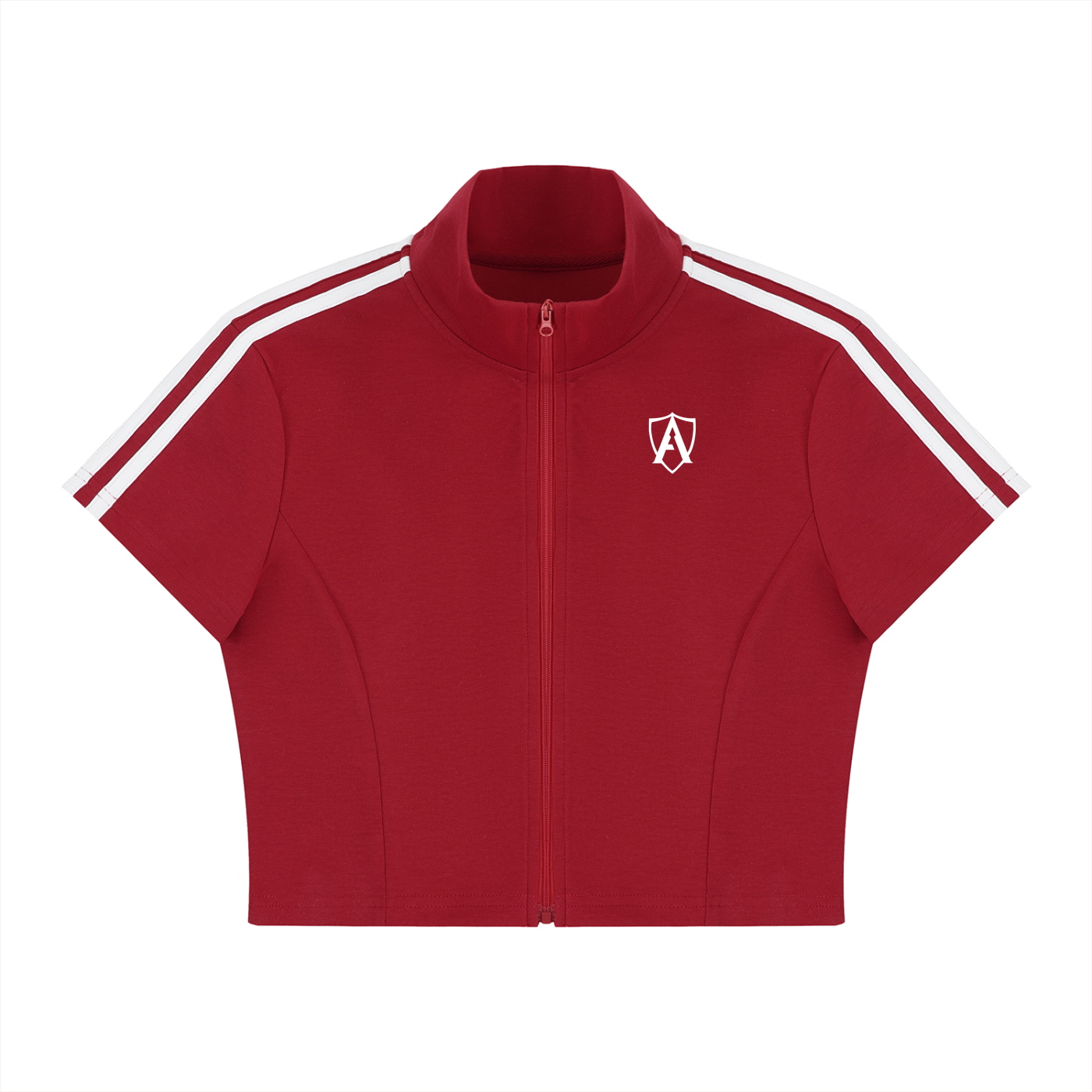 Women's Cropped Full Zip Short Sleeve T-Shirt