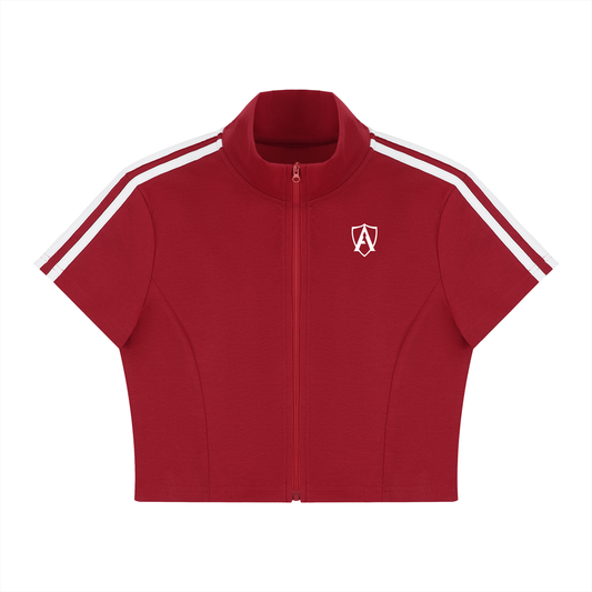 Women's Cropped Full Zip Short Sleeve T-Shirt